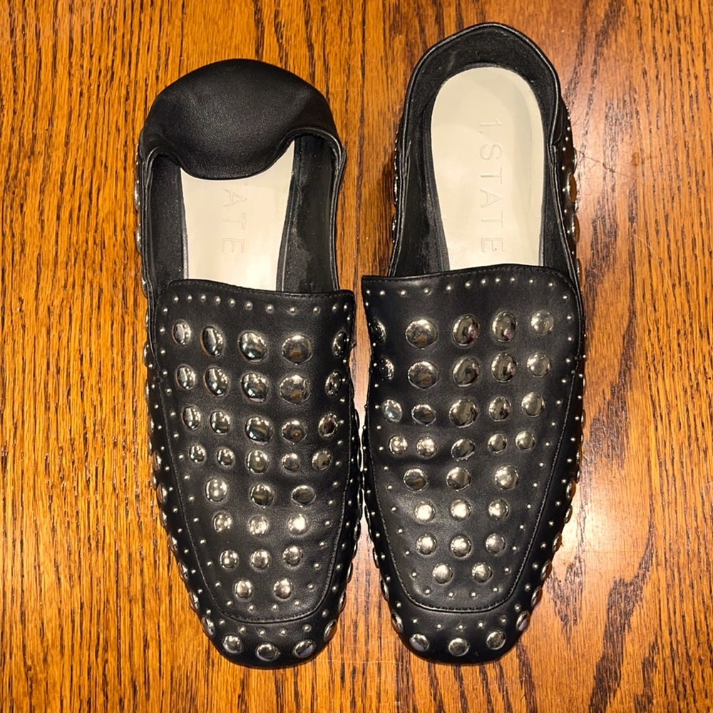 1.State Black Studded Loafers